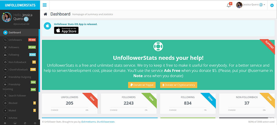 Twitter - Unfollower Stats