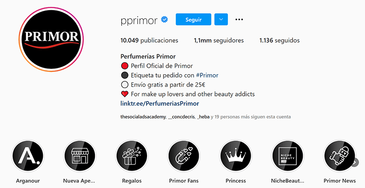 Biografía Instagram - Primor