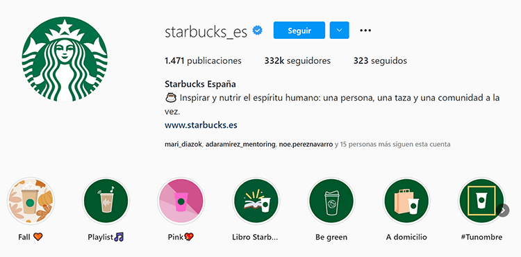 Biografía Instagram - Starbucks España