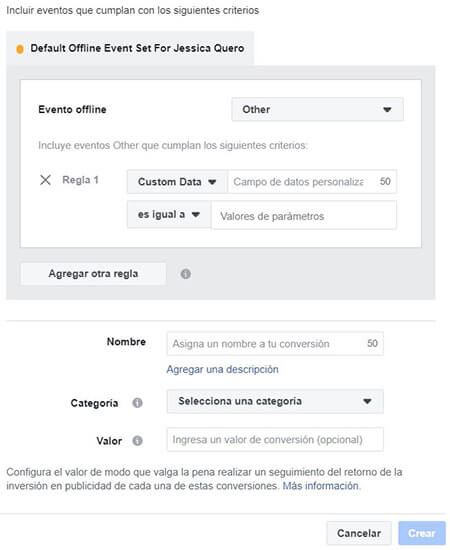 Conversiones personalizadas píxel - Facebook formulario