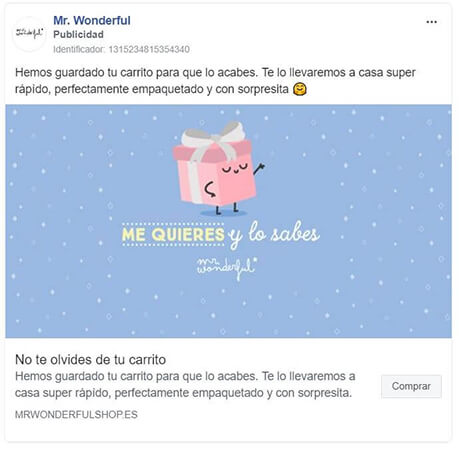 Anuncio en Instagram retargeting - Mr Wonderful