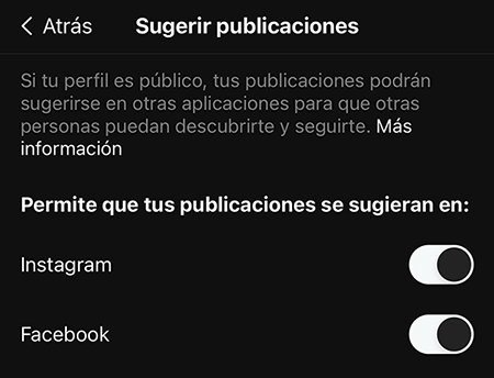 Threads de Instagram - Sugerir publicaciones